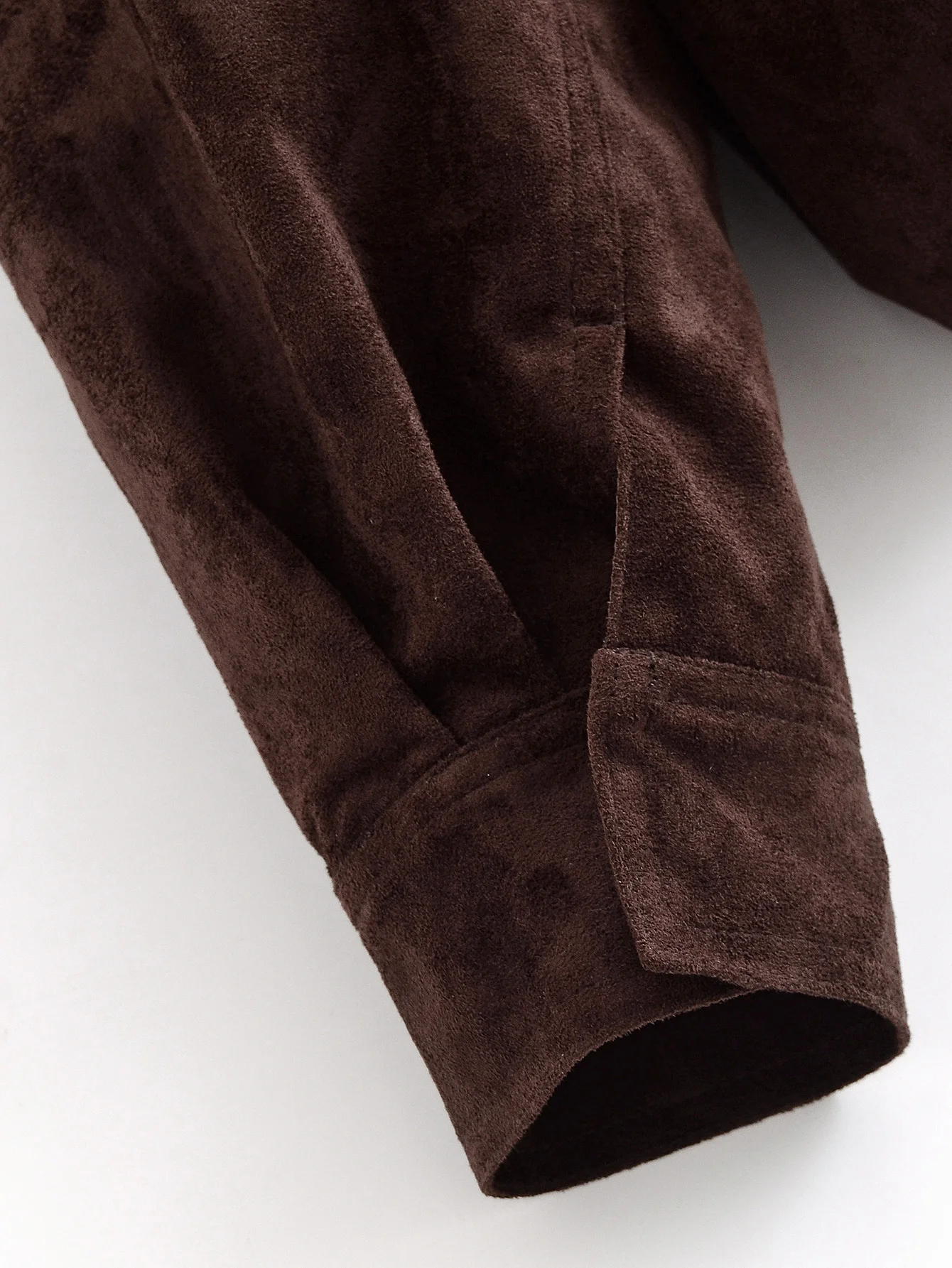 YENKYE Brown Faux Suede Leather Jacket For Women Autumn Winter Warm Loose Coat Long Sleeve Lapel Collar Vintage Outerwear