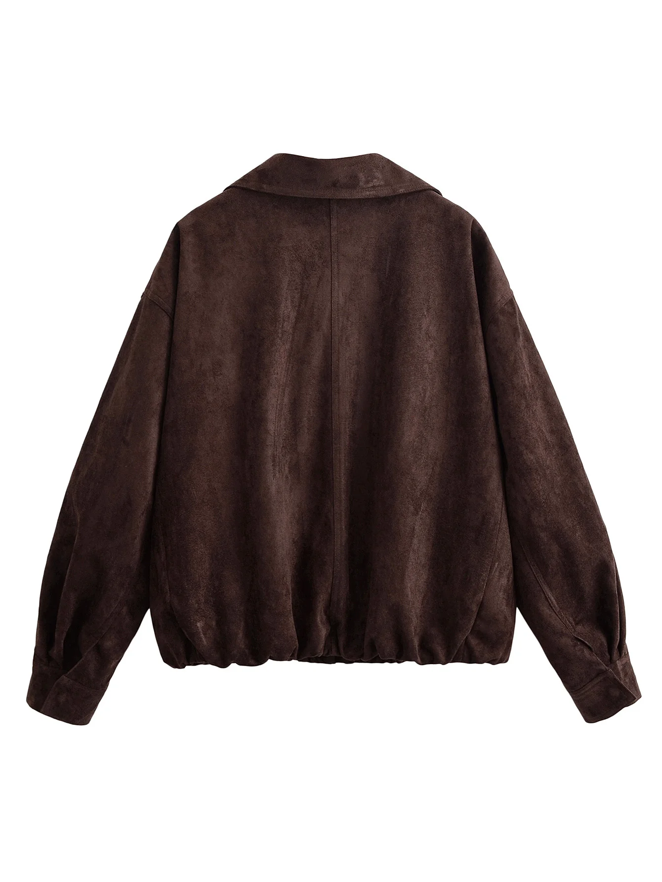 YENKYE Brown Faux Suede Leather Jacket For Women Autumn Winter Warm Loose Coat Long Sleeve Lapel Collar Vintage Outerwear