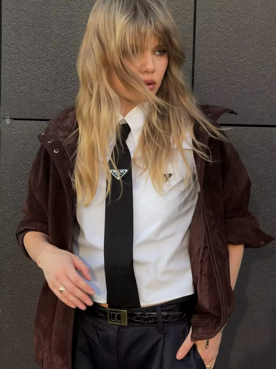 YENKYE Brown Faux Suede Leather Jacket For Women Autumn Winter Warm Loose Coat Long Sleeve Lapel Collar Vintage Outerwear