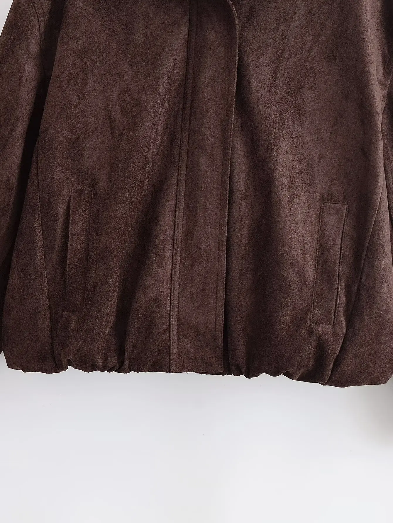 YENKYE Brown Faux Suede Leather Jacket For Women Autumn Winter Warm Loose Coat Long Sleeve Lapel Collar Vintage Outerwear