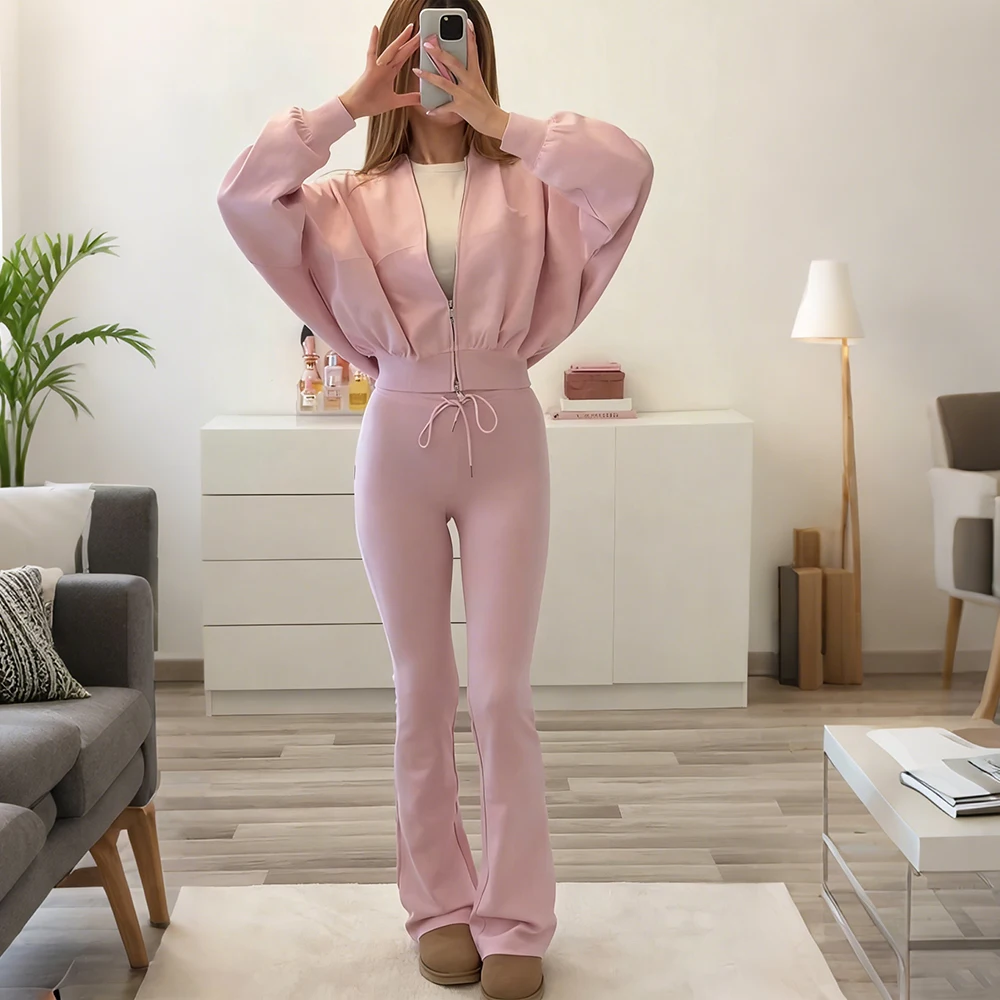 Women's Tracksuit Cotton Zipper Cardigan Sets To Woman Fall Outfits Woman 2025 Long Sleeve Sportswear Sport Outfit Pantsuit