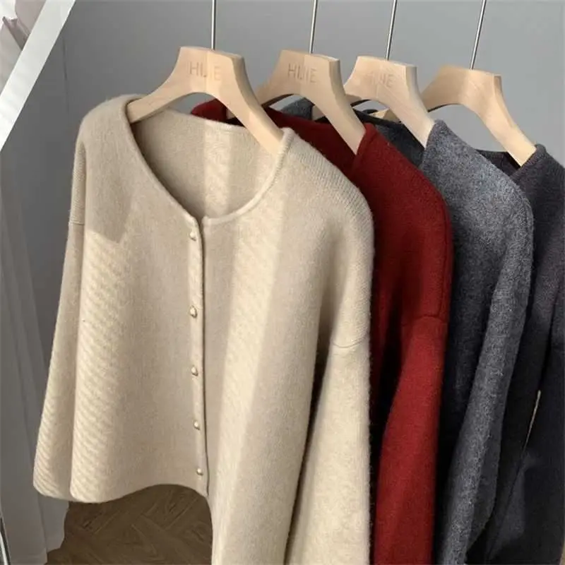 Autumn Women Cardigan Sweater Solid Casual Warm Outerwear Knitwear Tops Elegant Korean Single-breasted Ladies Sweater Clothing