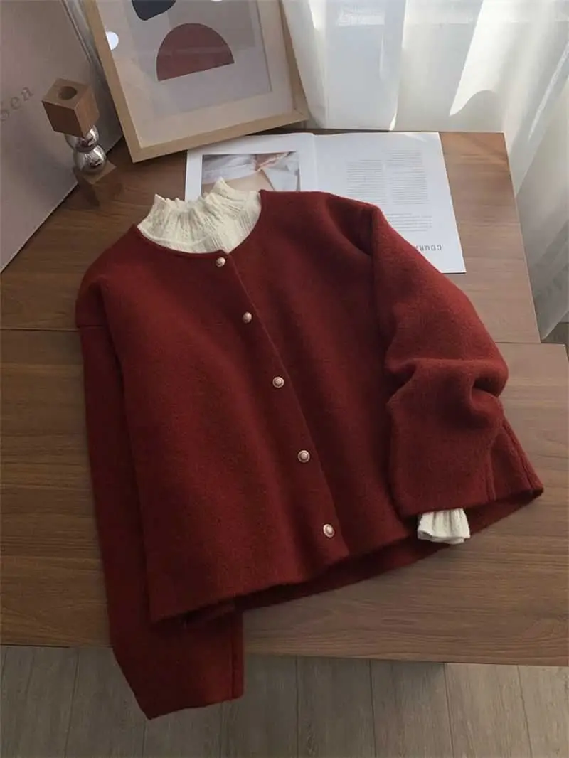 Autumn Women Cardigan Sweater Solid Casual Warm Outerwear Knitwear Tops Elegant Korean Single-breasted Ladies Sweater Clothing
