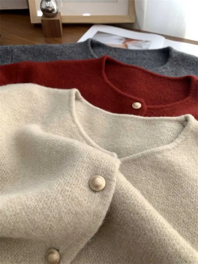 Autumn Women Cardigan Sweater Solid Casual Warm Outerwear Knitwear Tops Elegant Korean Single-breasted Ladies Sweater Clothing