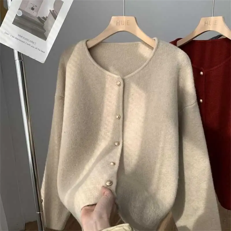 Autumn Women Cardigan Sweater Solid Casual Warm Outerwear Knitwear Tops Elegant Korean Single-breasted Ladies Sweater Clothing