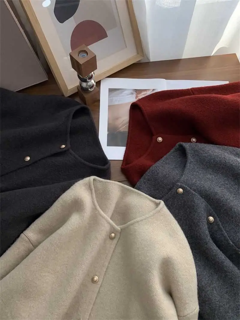 Autumn Women Cardigan Sweater Solid Casual Warm Outerwear Knitwear Tops Elegant Korean Single-breasted Ladies Sweater Clothing