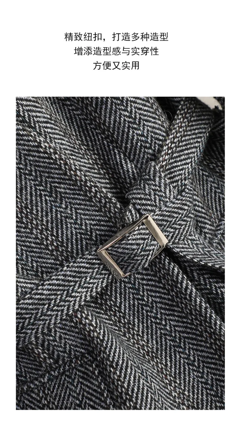 Small Fragrant Style Wool Woolen Blazer Women Autumn Winter Jacket New Striped Suit Top Winter Thicken Coat Lady Office Blazers