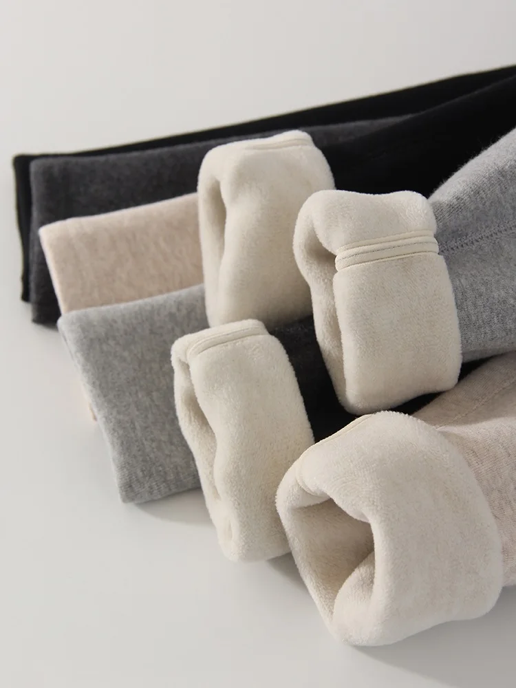 Streamgirl Thick Fleece Leggings Women Winter High Waist Black Outwear Women Warm Thick Velvet Leggings For Winter Gray Pants