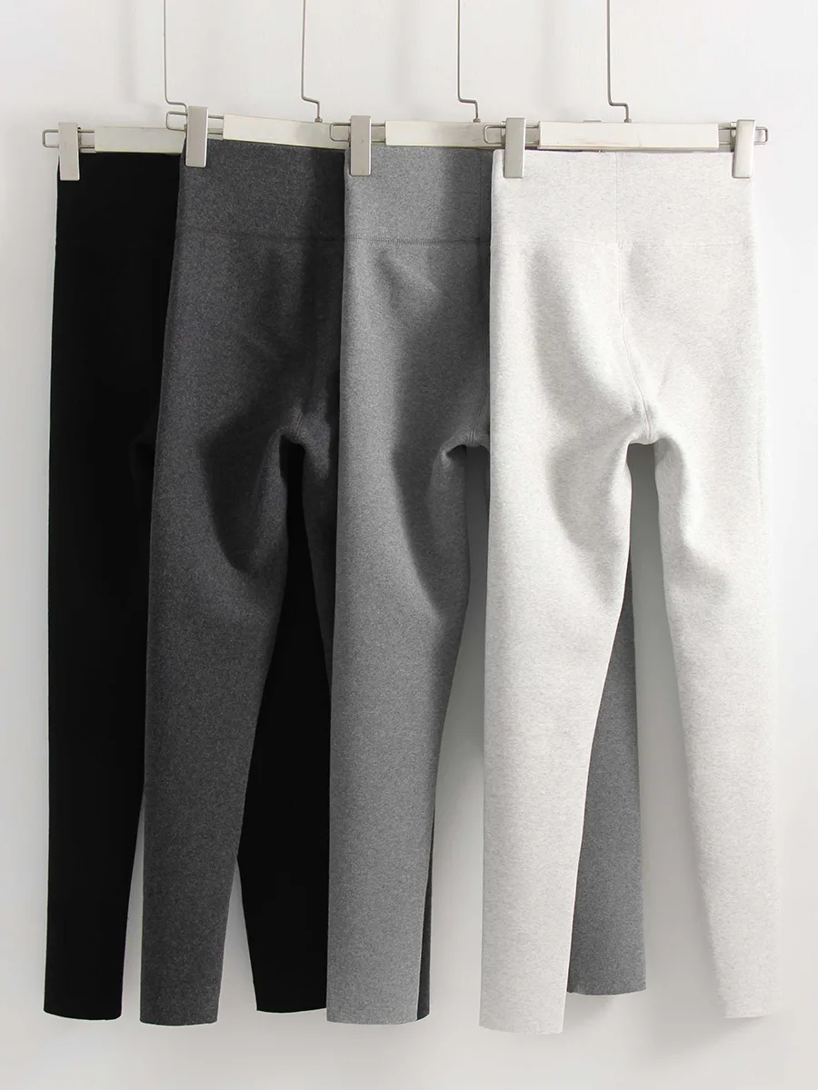 Streamgirl Thick Fleece Leggings Women Winter High Waist Black Outwear Women Warm Thick Velvet Leggings For Winter Gray Pants