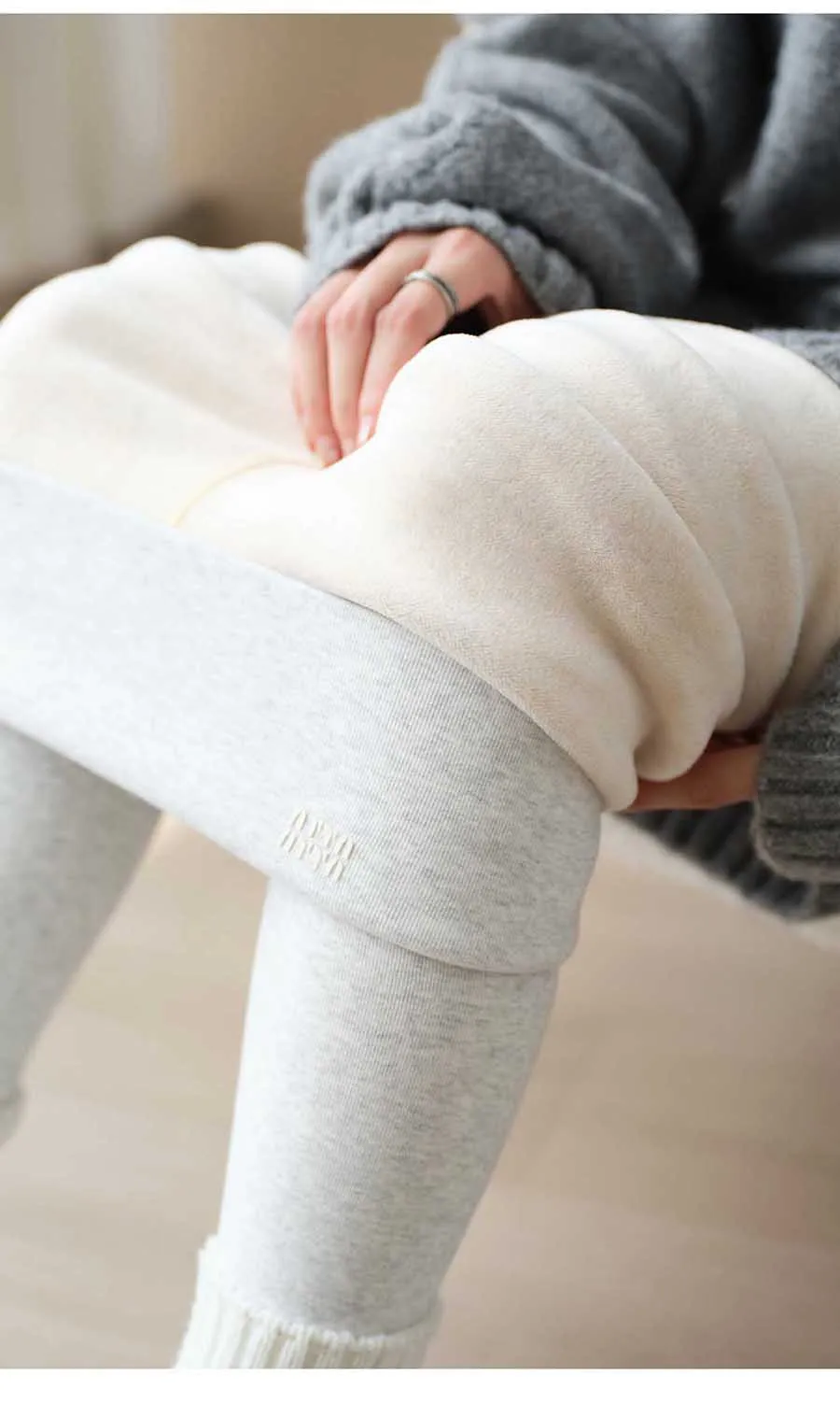 Streamgirl Thick Fleece Leggings Women Winter High Waist Black Outwear Women Warm Thick Velvet Leggings For Winter Gray Pants