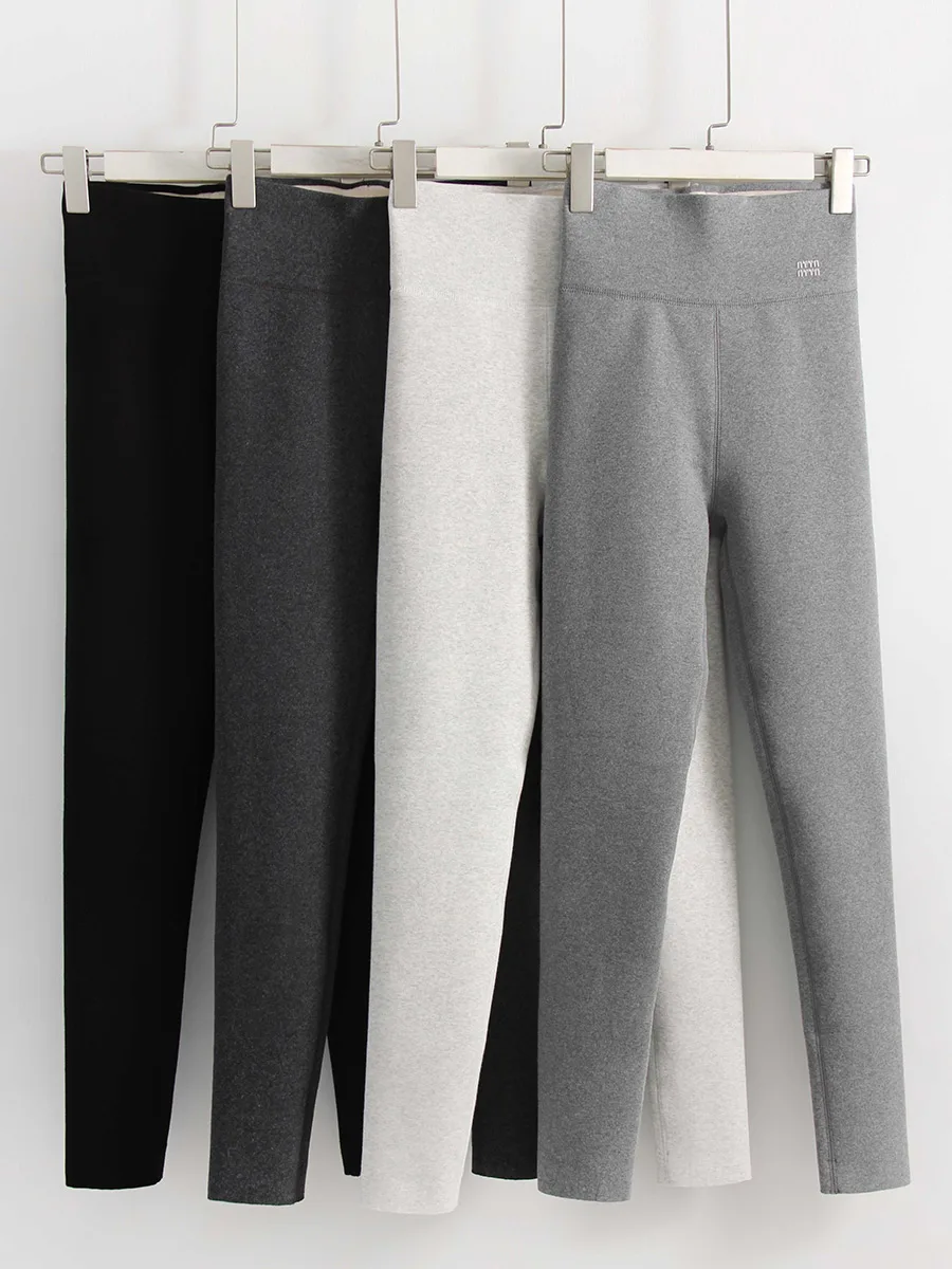 Streamgirl Thick Fleece Leggings Women Winter High Waist Black Outwear Women Warm Thick Velvet Leggings For Winter Gray Pants