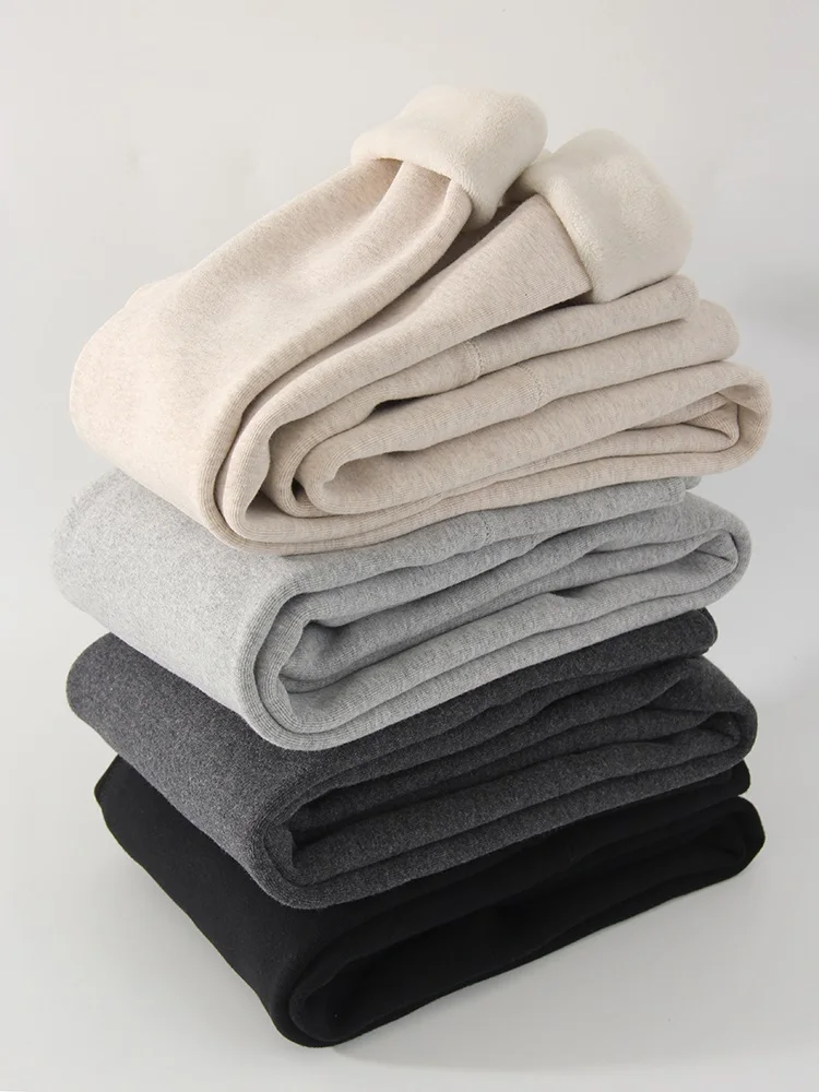 Streamgirl Thick Fleece Leggings Women Winter High Waist Black Outwear Women Warm Thick Velvet Leggings For Winter Gray Pants