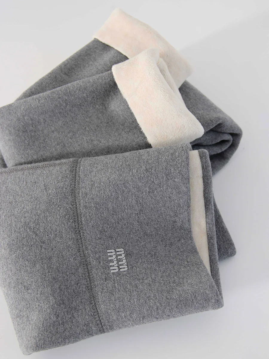 Streamgirl Thick Fleece Leggings Women Winter High Waist Black Outwear Women Warm Thick Velvet Leggings For Winter Gray Pants