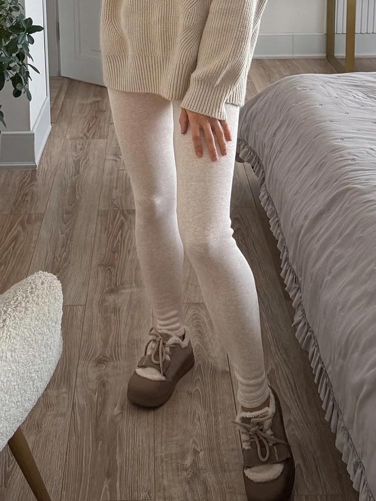 Streamgirl Thick Fleece Leggings Women Winter High Waist Black Outwear Women Warm Thick Velvet Leggings For Winter Gray Pants