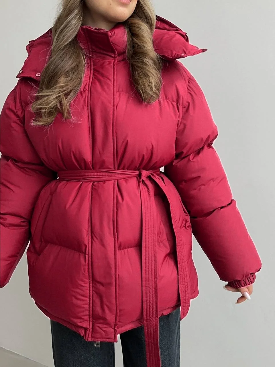 Hirsionsan 2025 Casual Waist Slimming Hooded Mid To Long Length Bread Cotton Jacket Women's Thick Cotton Jacket Brown