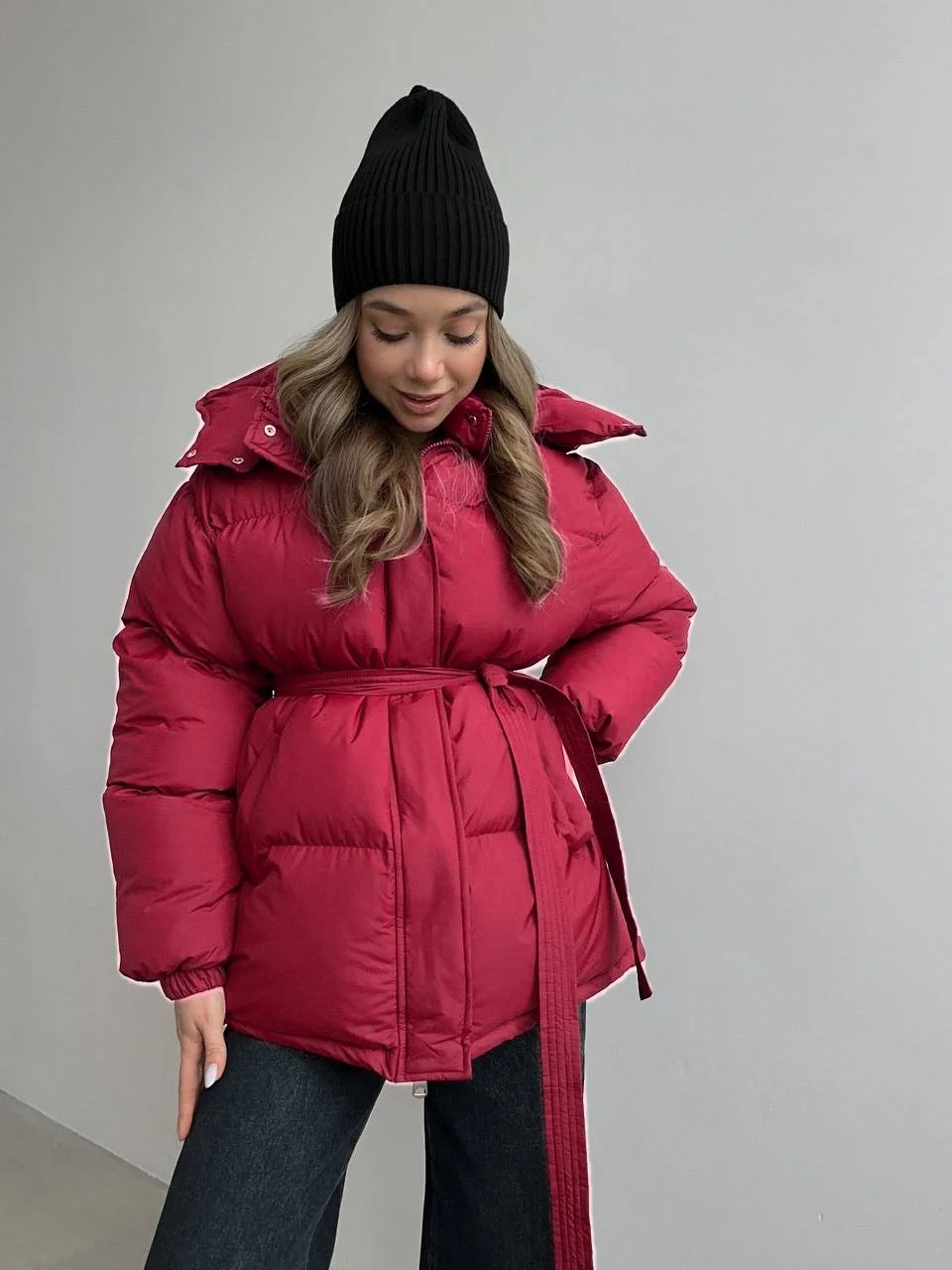 Hirsionsan 2025 Casual Waist Slimming Hooded Mid To Long Length Bread Cotton Jacket Women's Thick Cotton Jacket Brown