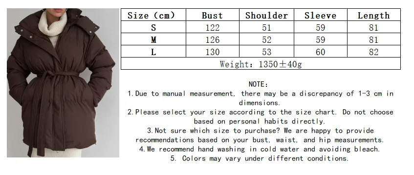 Hirsionsan 2025 Casual Waist Slimming Hooded Mid To Long Length Bread Cotton Jacket Women's Thick Cotton Jacket Brown