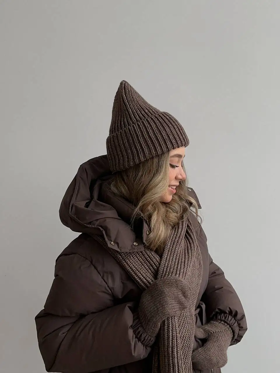 Hirsionsan 2025 Casual Waist Slimming Hooded Mid To Long Length Bread Cotton Jacket Women's Thick Cotton Jacket Brown