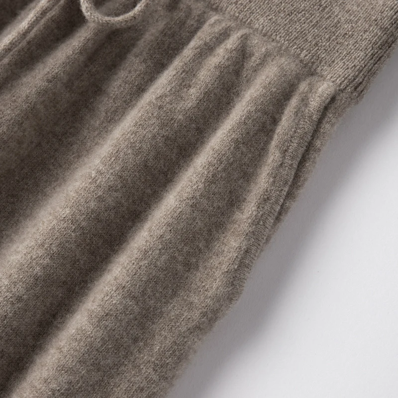 ANGEL Women Lantern Pants Autumn Winter Thick Pure Wool Pants 100% Merino Wool Knitwear Simple Style Soft Warm Korean Trousers