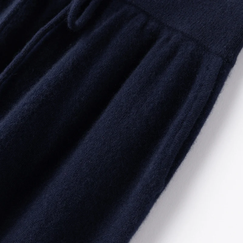 ANGEL Women Lantern Pants Autumn Winter Thick Pure Wool Pants 100% Merino Wool Knitwear Simple Style Soft Warm Korean Trousers