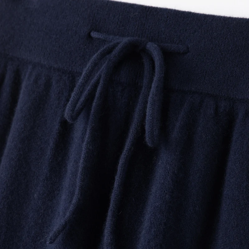 ANGEL Women Lantern Pants Autumn Winter Thick Pure Wool Pants 100% Merino Wool Knitwear Simple Style Soft Warm Korean Trousers