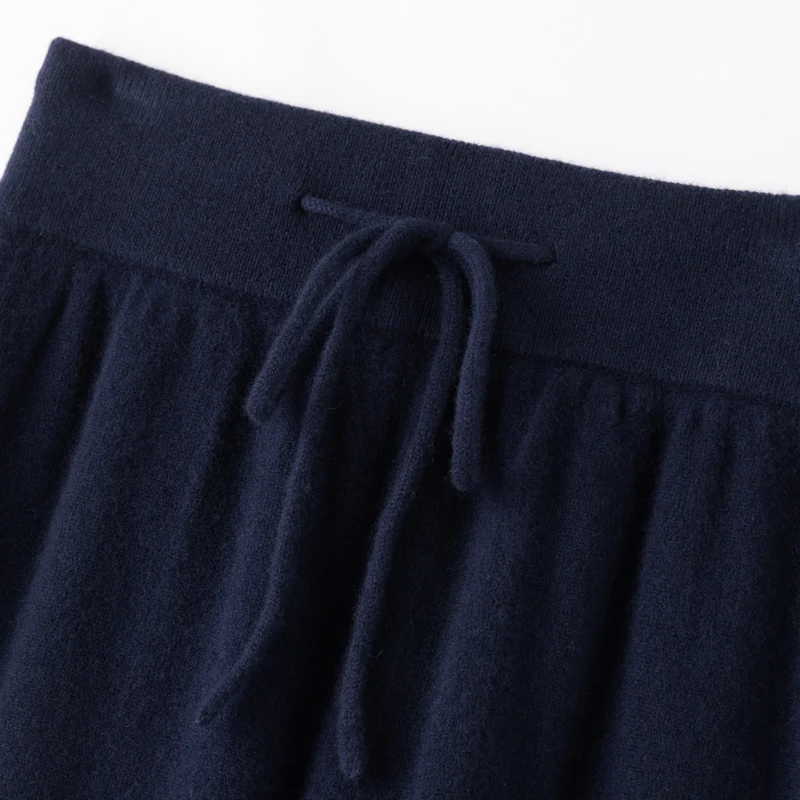 ANGEL Women Lantern Pants Autumn Winter Thick Pure Wool Pants 100% Merino Wool Knitwear Simple Style Soft Warm Korean Trousers