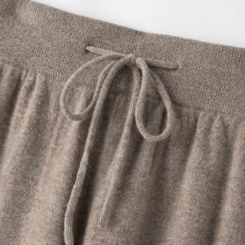 ANGEL Women Lantern Pants Autumn Winter Thick Pure Wool Pants 100% Merino Wool Knitwear Simple Style Soft Warm Korean Trousers