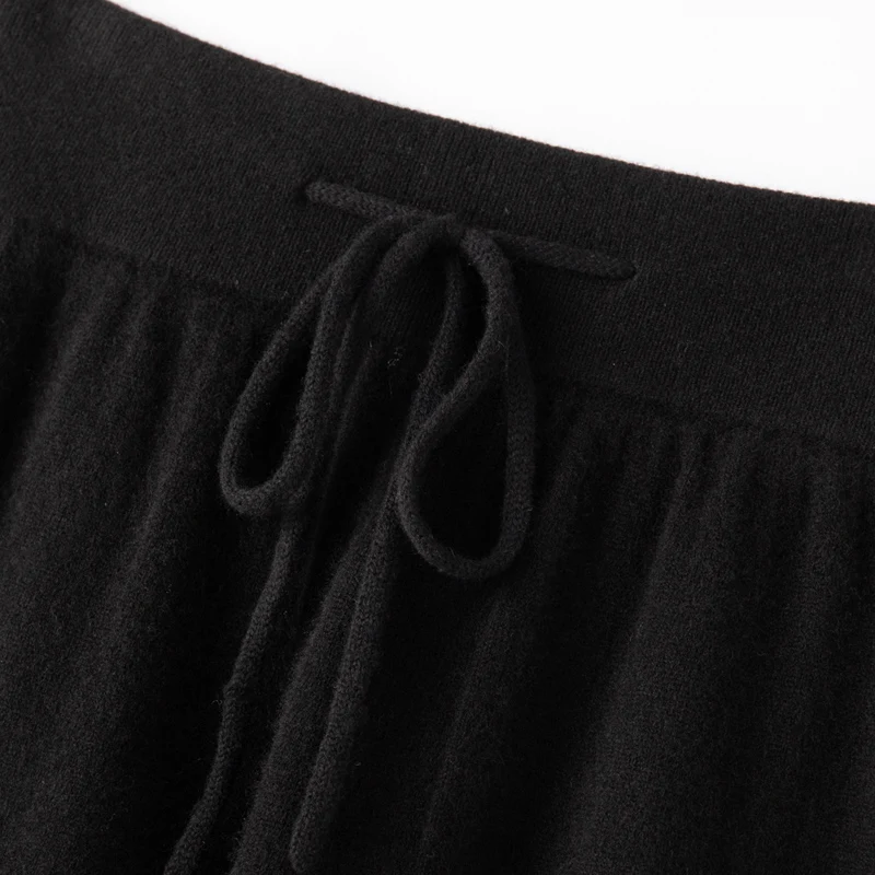 ANGEL Women Lantern Pants Autumn Winter Thick Pure Wool Pants 100% Merino Wool Knitwear Simple Style Soft Warm Korean Trousers
