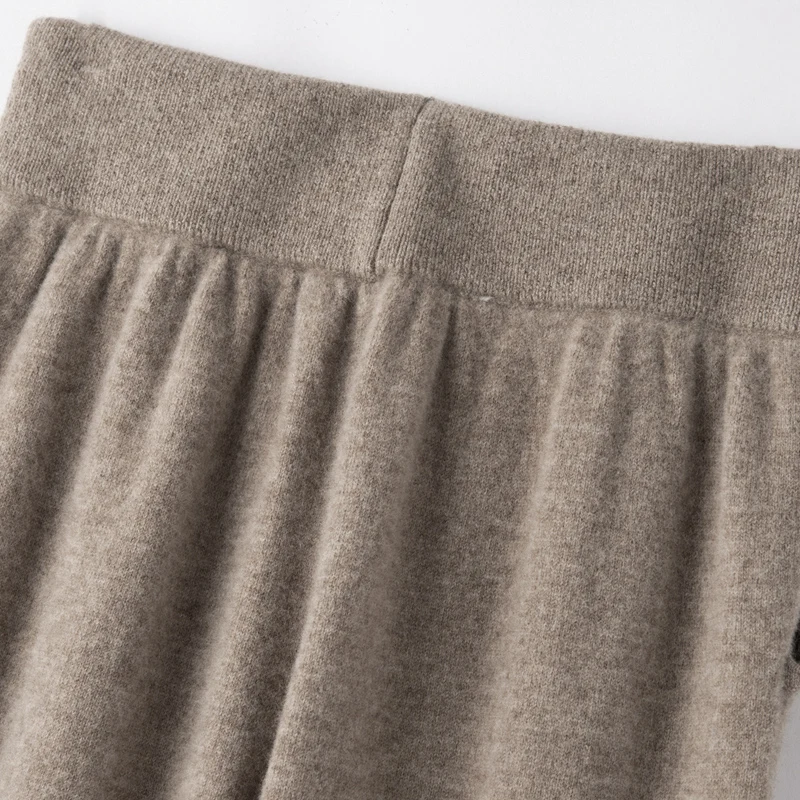 ANGEL Women Lantern Pants Autumn Winter Thick Pure Wool Pants 100% Merino Wool Knitwear Simple Style Soft Warm Korean Trousers