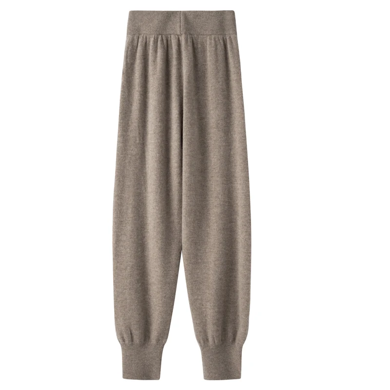ANGEL Women Lantern Pants Autumn Winter Thick Pure Wool Pants 100% Merino Wool Knitwear Simple Style Soft Warm Korean Trousers