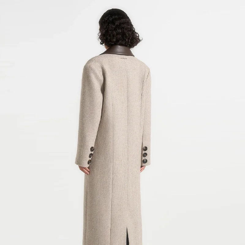 Fashion Waist Cinching Woolen Long Coat For Women Lapel Long Sleeve Single-breasted Coat With Belt New Lady Commuter Outwears