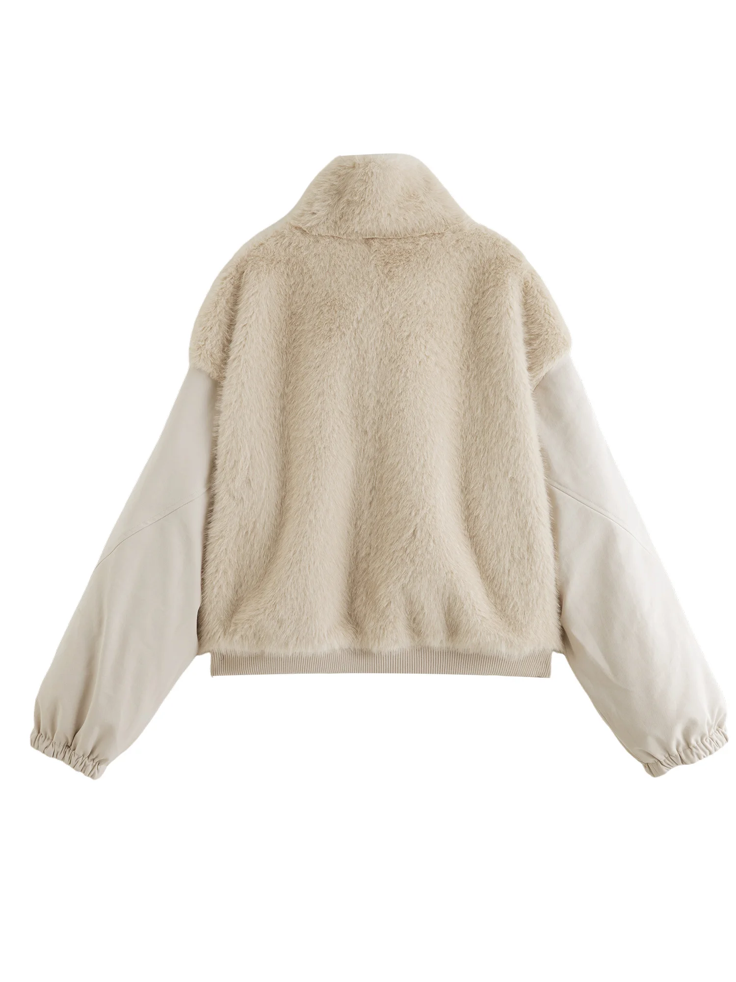 ZIQIAO LightWarm Women's Reversible Vintage Workwear Faux Fur Collar Drop Shoulder Sleeves Short Coat 2025 Winter New Arrival