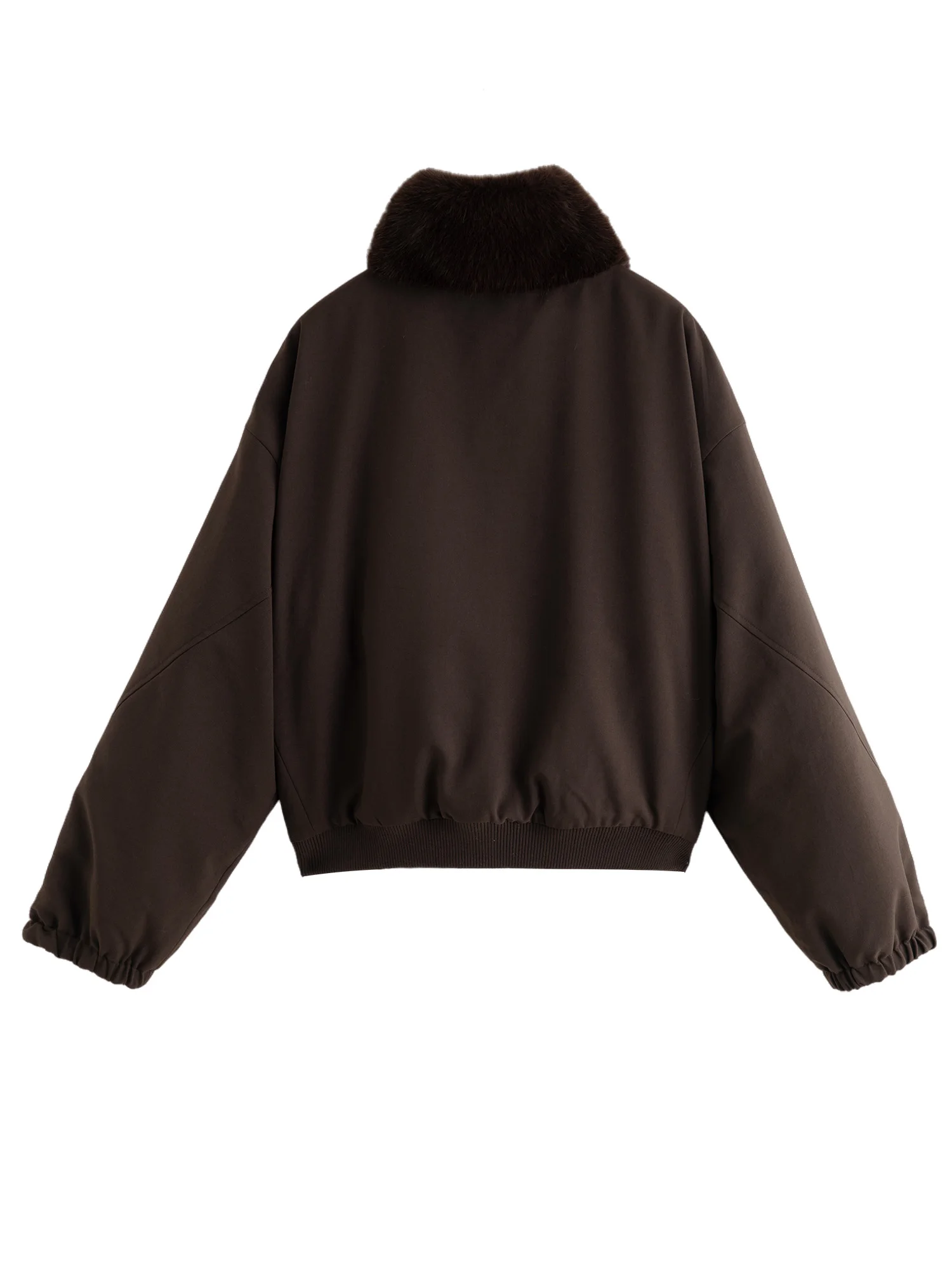 ZIQIAO LightWarm Women's Reversible Vintage Workwear Faux Fur Collar Drop Shoulder Sleeves Short Coat 2025 Winter New Arrival