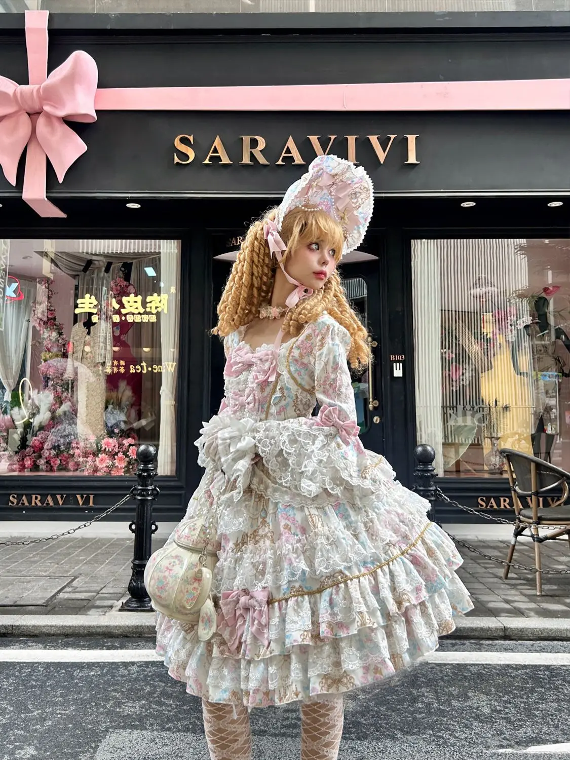 Women Dress Pink Long Sleeve OP Dress for Women Autumn New Original Design Lolita Sweet Lace Bell Sleeve Tiered Dress