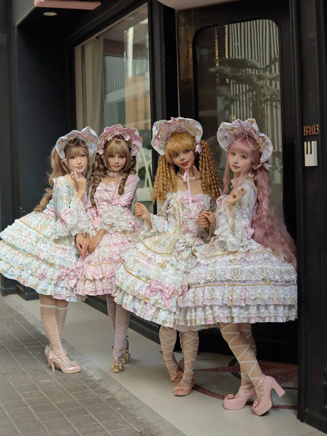 Women Dress Pink Long Sleeve OP Dress for Women Autumn New Original Design Lolita Sweet Lace Bell Sleeve Tiered Dress
