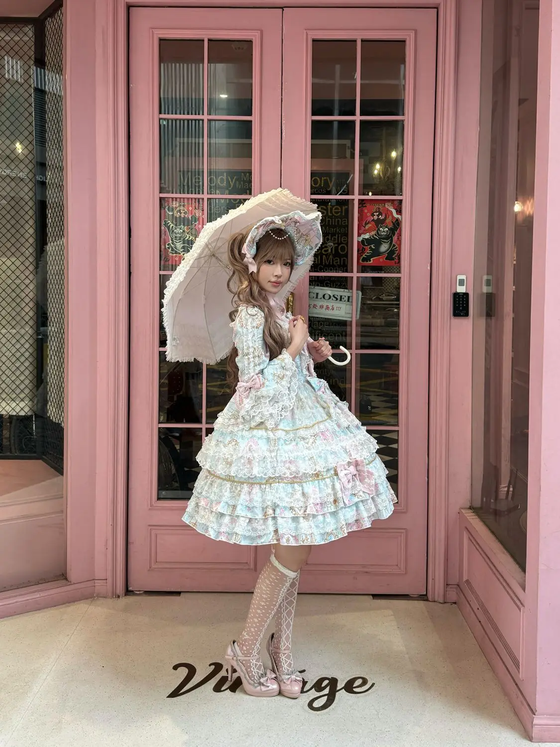 Women Dress Pink Long Sleeve OP Dress for Women Autumn New Original Design Lolita Sweet Lace Bell Sleeve Tiered Dress