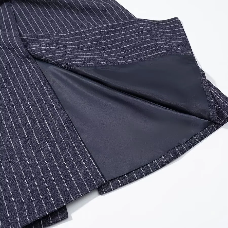 Vintage Striped Lapel Long Blazer Jackets Women Chic Shoulder Pad Button Pocket Loose Overcoat Autumn Commuting Street Wear 2025