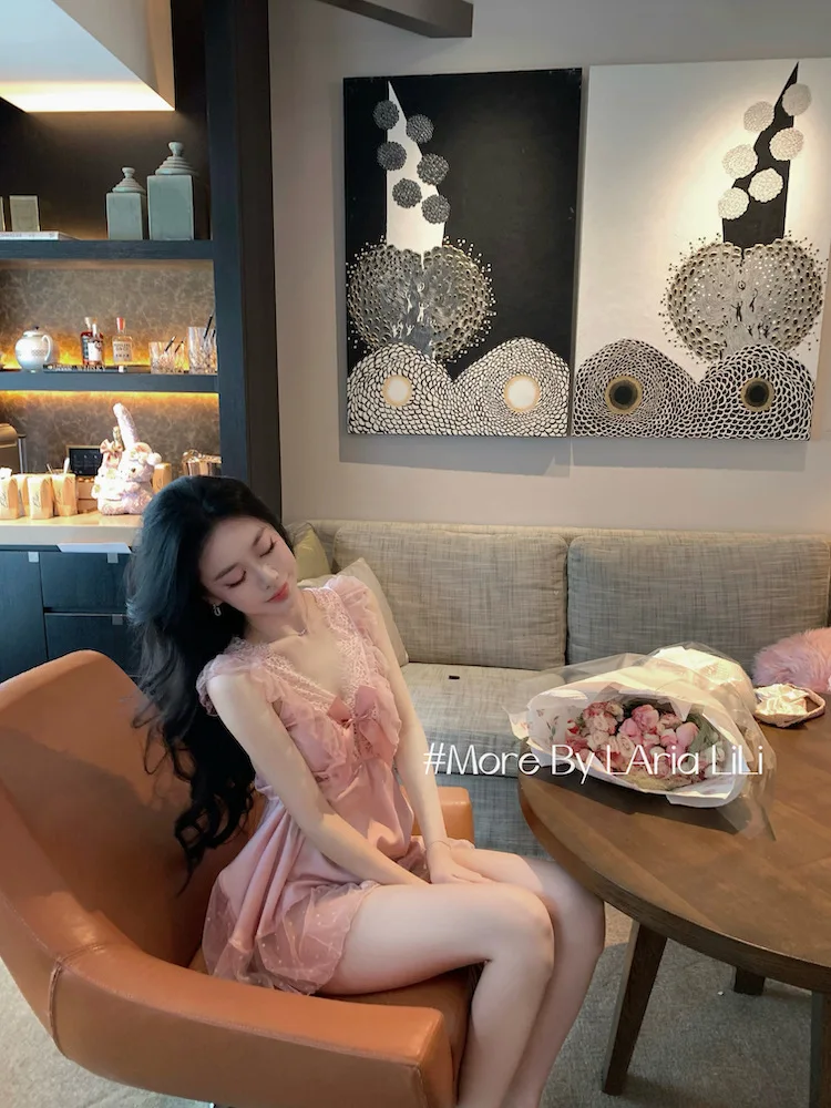 French Style Fairy Cute Pink Nightdress Pure Desire Casaul Style Lace Strap Princess Style Sweet Summer Mesh Dress Elegant M8T1