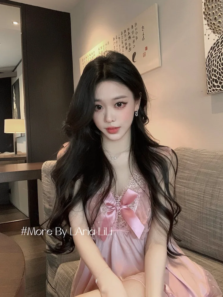 French Style Fairy Cute Pink Nightdress Pure Desire Casaul Style Lace Strap Princess Style Sweet Summer Mesh Dress Elegant M8T1