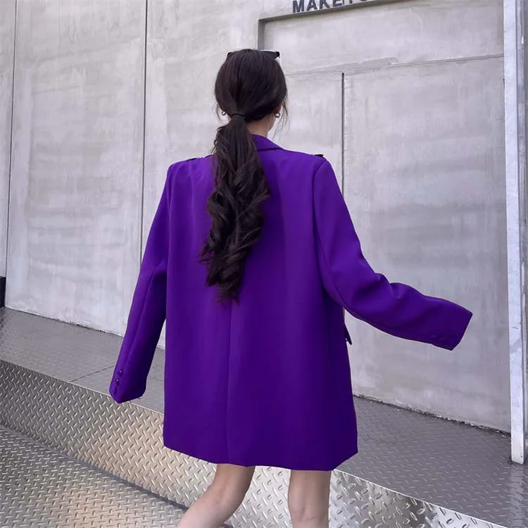 High street butterfly embroidery blazer for women Spring autumn Black Purple Loose Single breasted jacket 2026 New INKEO 5O113