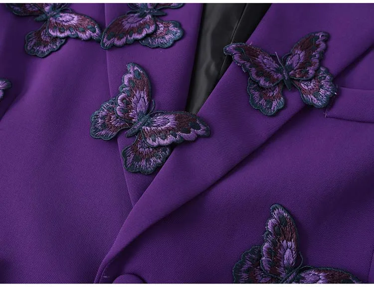 High street butterfly embroidery blazer for women Spring autumn Black Purple Loose Single breasted jacket 2026 New INKEO 5O113