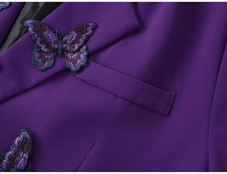 High street butterfly embroidery blazer for women Spring autumn Black Purple Loose Single breasted jacket 2026 New INKEO 5O113