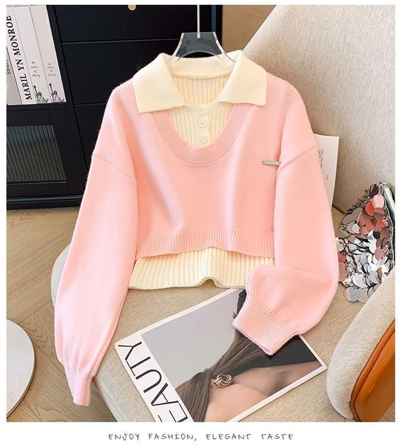 College Style Knitted Sweater Vest Two-piece Set For Women's Autumn 2026 Autumn Winter New Sweet Age Reducing Fashion Set