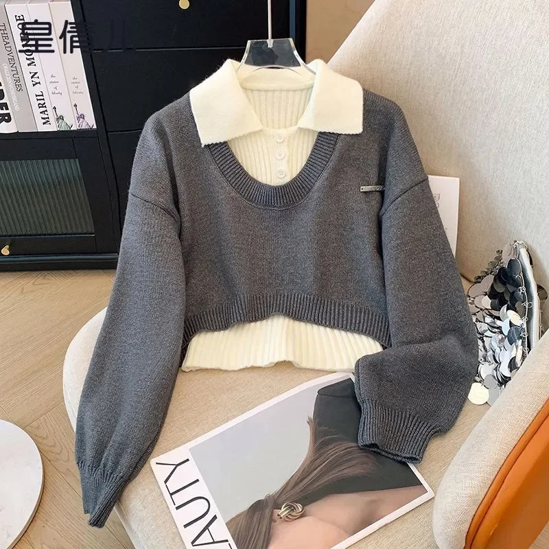 College Style Knitted Sweater Vest Two-piece Set For Women's Autumn 2026 Autumn Winter New Sweet Age Reducing Fashion Set