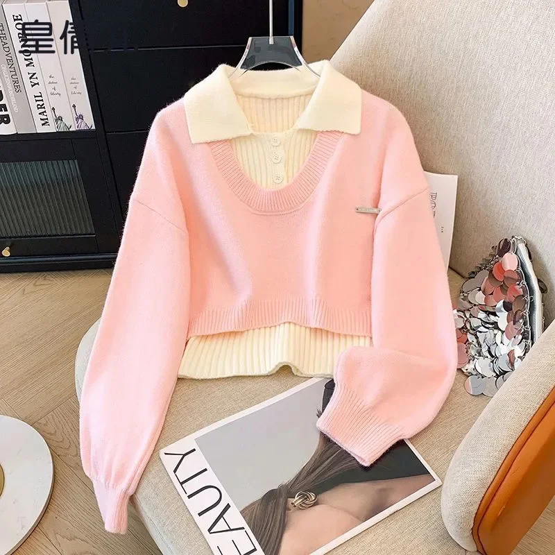College Style Knitted Sweater Vest Two-piece Set For Women's Autumn 2026 Autumn Winter New Sweet Age Reducing Fashion Set