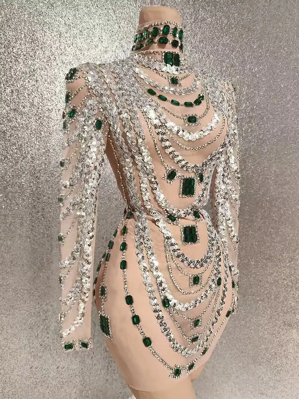 Luxurious Mini Dress Women Transparent Rhinestones Bodycon Singer Bar Club Shiny Short Dress Celebrity Party Evening Stage Costu