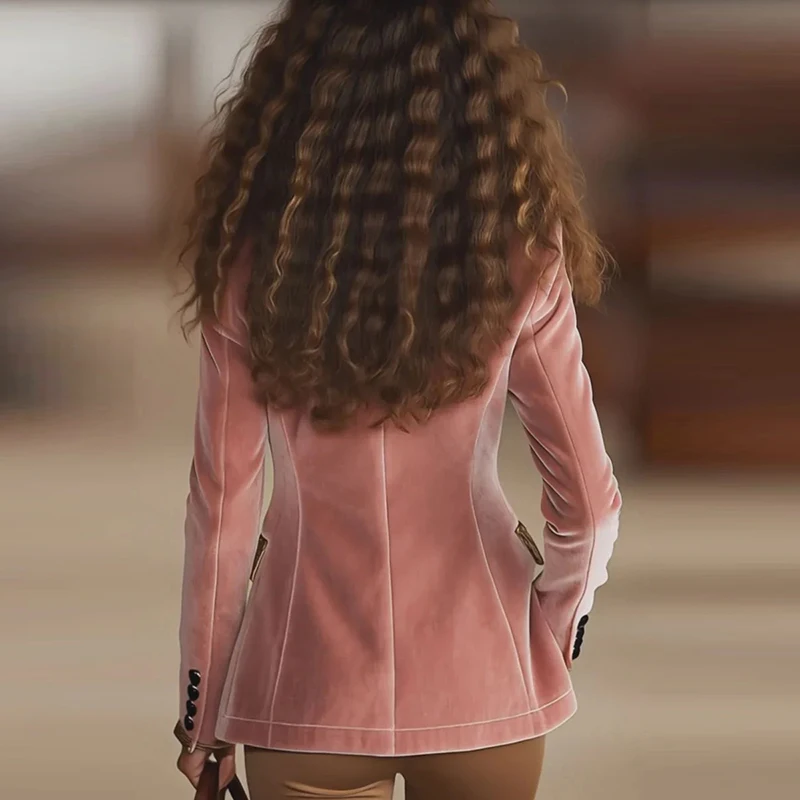 Fashion Turn Down Collar Long Sleeve Velvet Coat Women Autumn Winter Jackets For Women Blazers Female Elegant Button Outerwear