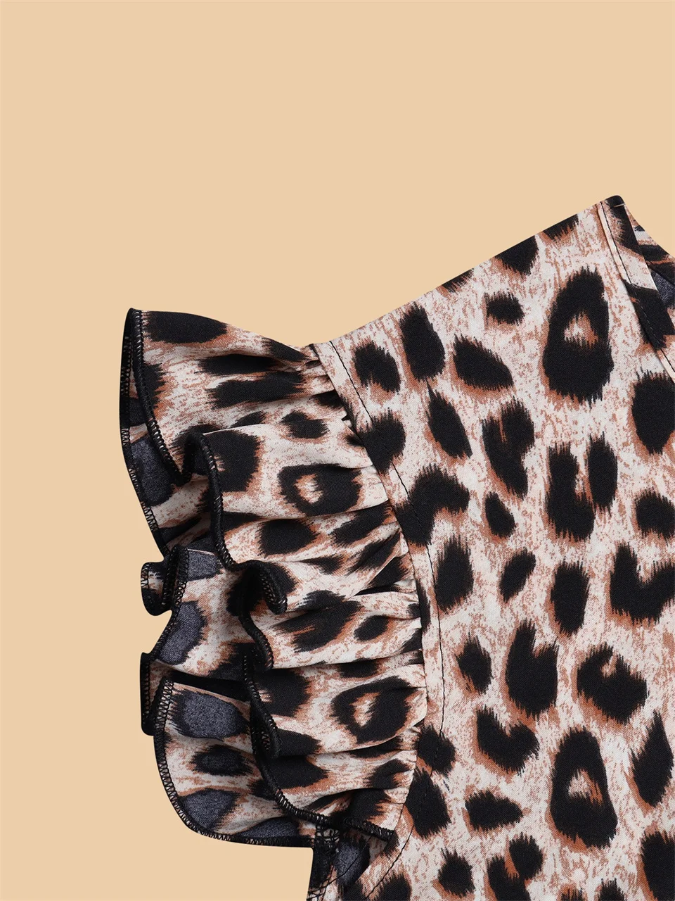 GIBSIE Plus Size Leopard Print O-Neck Ruffle Sleeve Top Women 2026 Summer New Casual Holiday Style Fashion Loose Shirt Blouses
