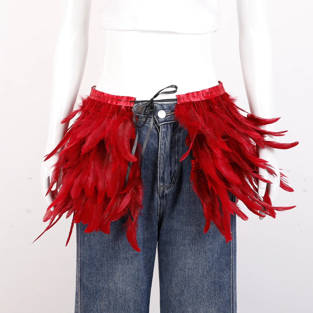 Mardi Gras Feather skirt Halloween costume party mini skirt stage performance props accessories in various colors