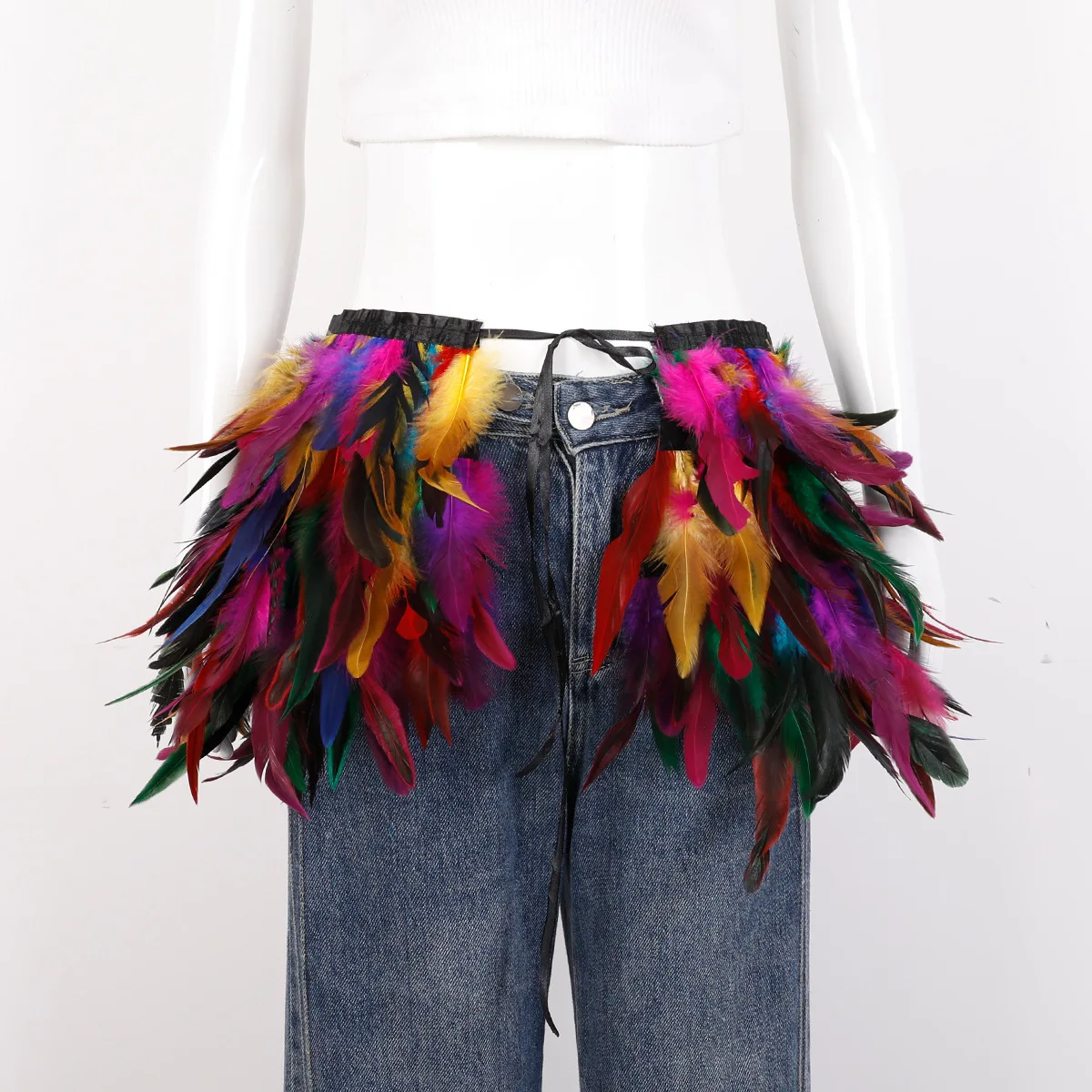 Mardi Gras Feather skirt Halloween costume party mini skirt stage performance props accessories in various colors
